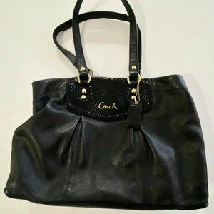 Coach ASHLEY Black Leather Python Carryall Purse